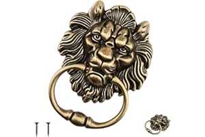 PXRLMYF Testa di Leone Battente,Design Elegante Battente Porta Leone con Viti,Bronzo Antico Batacchio Porte Lions per Cancello Portico Principale Accessori