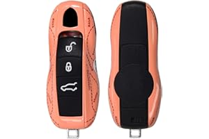 Kwak's Étui clé Compatible avec Porsche Pink Pig ABS Couvercle de clé de Voiture Compatible pour Porsche 11-17 Porsche, 18-19 718/MACAN(A-Peach)