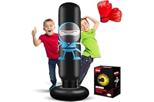 EIVONDA Sacco da Boxe per Bambini 160 cm Gonfiabile Ninja Sacco Boxe con Guantoni da Boxe per Praticare MMA Karate Taekwondo e per Scaricare l'Energia Repressa