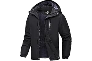 Peakwell Herren Gefütterte Warm Winterjacke Wasser- und winddichte Outdoorjacke Funktionsjacke mit Abnehmbarer Kapuze