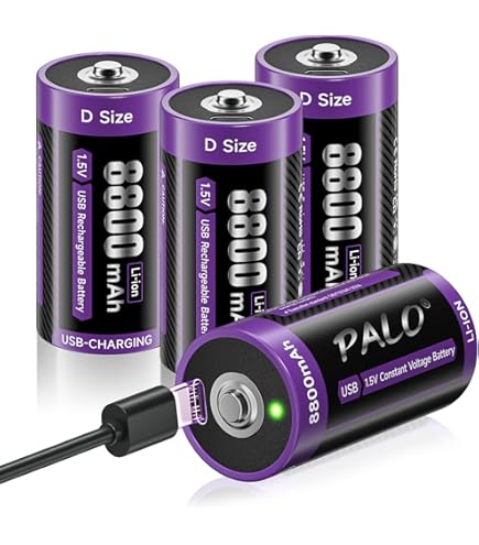 Batterie Ricaricabili D Litio - 4 Pezzi Con Cavo USB-C