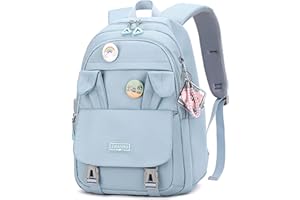 Rucksack Damen Schulrucksack Mädchen Teenager, Laptop-Rucksäcke 15,6 Zoll College Schultasche Anti-Diebstahl-Reise-Tagesrucksack Große Büchertaschen für Teenager Mädchen Frauen Studenten (Blau)
