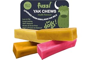 Fuzzl 4 Flavours Premium Yak Chews for Dogs 4x70g Original, Superfood Turmeric, Strawberry, Coconut Natural Dog Treats with Himalayan Yak Milk Yak Chew Dog Food Natural Dog Chews Long Lasting