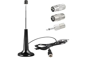 XINXINGDINGSHENG DAB Radio Aerial for Hifi System Indoor, 3M FM Indoor Radio Antenna for Tuner Stereo Amplifier, Aerial Rod Antenna for Home Cinema System AV Audio Vedio Receiver with Magnetic Base