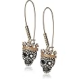 Betsey Johnson Pave Skull Dangle Earrings