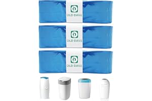 OLD DAVE Set Ricarica Mangiapannolini - 6 metri di Ricariche Mangiapannolini Compatibili con Tommee Tippee, Maialino Foppapedretti, ecc. - 3 Buste Blocca Odori con 7 Strati Protettivi
