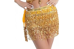 SDKZBFC Belly Dance Hip Scarf and Skirt Wrap Belt for Women and Girls - Zumba or Yoga Class, Performance Costume
