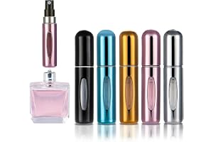 FitDA Butelka Perfum, 5 Sztuk Rozpylacz Perfum 5ml | Do Ponownego Napełniania. Przenośny z Widocznym Poziomem, Lekki i Kompaktowy do Torby, Podróży i Codziennego Użytku.