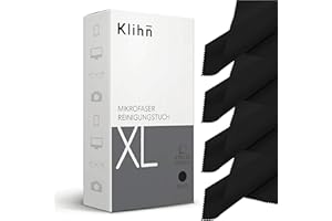 Klihn® - Paños de Microfibra XL (Paquete de 4 / 25cm x 25cm). Limpia Gafas de Calidad Professional, también para Limpiar Pantallas y Lentes (Gamuzas Grandes de Microfibra Fina, Lavables)