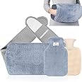 Bonilife Hot Water Bottle Belt 3in1, Fluffy Wrap Around Wearable Hot Water Bottle with Waist Cover, 1L PVC Hot Water Bottle Pouch, Warm Hand Hot Water Bag for Waist Period Pain Relief, for Kids Adult
