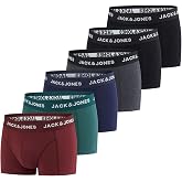 JACK &amp; JONES Men's Boxer Briefs 6 Pack Basic Stretch Underwear Retro Cotton Black Red Green Blue Grey S M L XL XXL 3XL 4XL 5X
