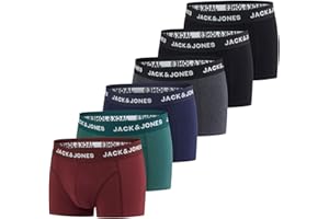 JACK & JONES Boxershorts Herren 6er Pack Basic Trunks Boxer Stretch Unterhosen Unterwäsche Retroshorts Set Baumwolle Schwarz Rot Grün Blau Grau S M L XL XXL 3XL 4XL 5XL 6XL 7XL 8XL