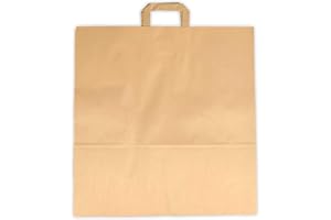 UNIVERS GRAPHIQUE 100 Grands Sacs Papier kraft marron écru avec poignée 36 litres largeur 45 cm , hauteur 47 cm, soufflet 17- sac cabas à anse plate solide, résistant papier 100g non imprimé ref UGSE33PP1F (100)