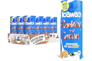 ‎KOAWACH koawach Schoko Drink in versch. Geschmacksrichtungen – Trinkschokolade Koffein Kakao Getränk Dose Guarana Schokolade Energy Drink Bio Fairtrade (12 x 235 ml) (12 x 235ml, Cookies & Cream)
