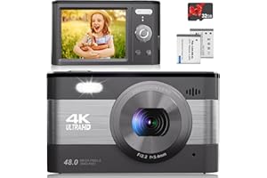 Vmotal Digital 4K Camera，48MP Photo/ 1080P FHD Video/ 2.8''Screen/ 18X Zoom, Compact camera with SD card, Camera for Kids/Children/Teenagers/Students/Beginners