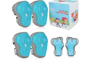 LANOVAGEAR Protezione Kit per Bambini,Set Ginocchiere Gomitiere per Skate, Bicicletta, Sci, Pattinaggio, Monopattino e Altri Sport Estermi (6 Pezzi)