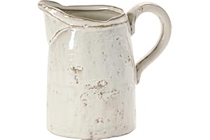 Creative Co-Op DF4196 28 oz. Stoneware Pitcher, Reactive Glaze, White (Each One Will Vary)