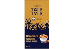 Tate & Lyle - Fairtrade Demerara Rough Cube Sugar - Fruity, Sweet-Spiced Crystals with Crunch - For Hot & Cold Drinks, Baking and Toppings - 1kg Pack