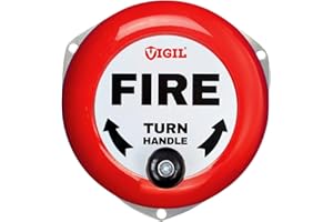 Vigil Manual Rotary Fire Alarm Bell - Emergency Alarm Fire Bell for Indoor & Outdoor Safety Use - Up to 60dB Sound - Effective Up to 35 Metres - Mountable - No Power Source Required