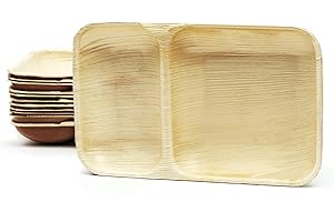 Plantvibes 25 naturalnych talerzy z liści palmowych 25 x 15 cm, szlachetne i przyjazne dla środowiska, nasze stylowe naczynia z liści palmowych są w 100% kompostowalne, naczynia jednorazowe z liści