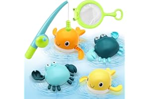 Gemtte Zabawka do wanny dla dzieci od 1 do 6 lat, 6 sztuk, zabawka do kąpieli, magnetyczna zabawka do wanny, zabawka wodna z siatką rybacką, pręty wędkarskie dla małych dzieci