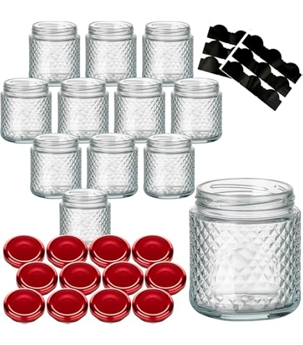 Lot De 12 Pots En Verre 120 Ml Avec Couvercle Noir - Pots Confiture Carrés, Réutilisables, Lavables Lave-vaisselle