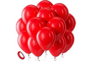 Kelfara Ballon Rouge Ballons de Baudruche - 100 Pièces 12 Pouces Ballons Rouges Anniversaire en Latex Ballon Gonflable pour Saint Valentin Mariage Fiançailles Décorations de Fête à Thème Rouge