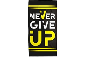 STAMPATEK Asciugamano Palestra in Microfibra Nero Giallo Never Give Up Telo Panca Sala Pesi Fitness ad Asciugatura Rapida Sport Antiscivolo 50x100 cm