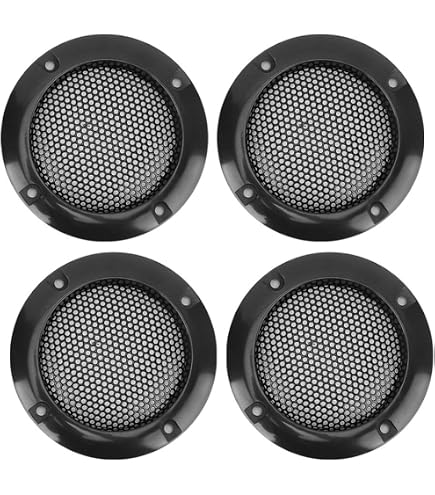 Grilles Haut-parleur 3 Pouces - Lot De 2 - Filet Métallique Résistant - Cercle Décoratif Noir/argent - Pour Caisson De Basses DIY
