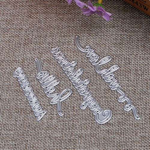 Amazingdeal365 4 PCS Buchstabieren Metall Form Schablonen Schneiden DIY Dekor Sammelalbum Karten Buchzeichen Lesezeichen als Geschenk für Freunde Geburtstag Kinder,Kindergarten Hobby Schule Handarbeit Unterricht usw. Ein tolles Geschenk! - 2