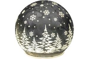 formano LED Deko-Kugel Frosty Eisgrau 12 cm Glaskugel Timer 6h / 18h Weihnachten Deko - Farbglas in geeister-Optik mit winterlichem Dekor - Herbst Winter Weihnachtsdeko für Tisch Regal Fensterbank