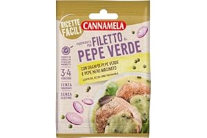 Cannamela, Ricette Facili, Preparato per Filetto al Pepe Verde, con Pepe Verde in Grani e Pepe Nero Macinato, Senza Glutine, Pronto in Pochi Minuti, Busta da 3-4 Porzioni