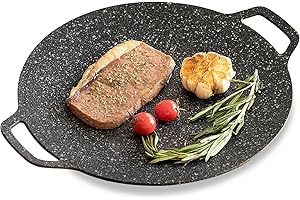 CYRANK Poêle à Griller Coréenne, Gril Antiadhésif Pour Barbecue Coréen, Plaque De Barbecue, Poêle à Griller Ronde Antiadhésive Pour Barbecue Coréen, Poêle à Frire Circulaire(36cm Universel)
