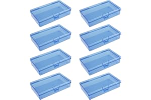 Goodma 8 Pieces Rectangle Empty Mini Organizer Storage Box Containers with Hinged Lid for Small Items and Other Craft Projects, 135 x 80 x 30 mm (Blue)