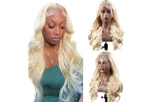 GSOROEL 26 inch Echthaar Perücke Schwarz Frauen 13X6 Transparente Spitze vorne 150% Dichte Body Wave Wig Brazilian Virgin Human Hair Wig 613 Blonde Lace Front Wig Human Hair