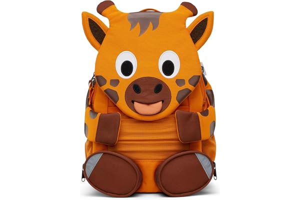 Affenzahn Grand Ami Sac à dos ergonomique et ludique pour enfants de 3 à 5 ans, fonctionnel avec 8L de capacité Girafe - Orange