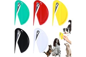 FTONOM5 5pcs Pet Hair Knot Remover with Steel Blade, Cat/Dog Dematting Comb Grooming Tool, Safe Letter Opener & Wrapping Paper Cutter for Long/Short Hair, Portable Detangling Kit