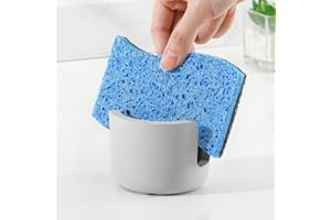 Luxspire Soporte de Esponja para Fregadero, Porta Estropajos de Tierra de Diatomeas Secado Rápido, Organizador de Esponja para Cocina, Talla S, Gris Claro