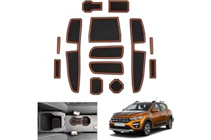 GAFAT Dacia Sandero 3 / Sandero Stepway III 2021-2024 2025 Tapis Antidérapant en Caoutchouc, Sandero 2025 Tapis Console Centrale, Tapis de Couture de Porte, Dacia Sandero 3 Accessoires (Orange)