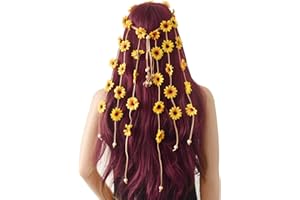 oupados Diadema de Flores Hippie, Corona Floral de Girasoles, Diadema Hippie Mujer, Diadema de Girasol para Fiesta, Vacaciones, Novia, ceremonias, Cosplay traje, Cabello Accesorios