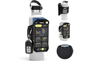 Cikyner Cinghia per Bottiglia d'Acqua, Porta Bottiglia d'Acqua per Telefono Cellulare, Accessori da Palestra Rimovibili e Girevoli a 360° per Telefono da 4,5-7'' e Bottiglie da Diametri 5-9cm