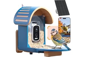 WLNYUGS Smart Bird Feeder with Camera, 2.5K UHD Bird Feeder Camera Solar Powerd, Sensitive AI Identification, Instant Alerts Capture Video, IP66 Waterproof for Outdoor, Blue