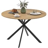 HOMCOM Round Dining Table for 4 People &Oslash;120x75cm Oak | Industrial Kitchen Table, Steel Structure