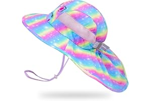 Basumee Adjustable Girls Sun Hat Foldable Beach Cap with Adjustable Chin Strap for Baby Toddler and Kids,Aged 2-9