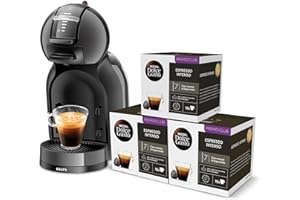 Krups Nescafé Dolce Gusto Mini Me, negro, automático, calidad profesional, presión 15 bares, gran variedad de bebidas frías y calientes, 0.8 L, 1500 W, incluye 3 packs de café intenso, KP1238CAS