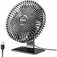 Gaiatop Small Table Fan, 6.5 Inch Ultra-quiet, 90° Adjustment for Better Cooling, 3 Speeds Portable Mini Powerful Desktop Table Fan, Small Personal Cooling Fan for Home Office (Black leaf)