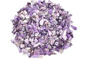 June&Ann Natural Amethyst Tumbled Chips Stone, Crushed Pieces Irregular Shaped Healing Reiki Stones for Jewelry Making Home Decoration, 1 pound (about 460 gram), ca. 5-7mm Length Each