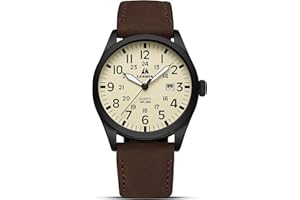 LN LENQIN Mens Watches Military Watches for Men Analog Quartz Watch Waterproof Men's Wrist Watches with Date Tactical Field Watch Leather Band
