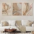 Brown and Beige Abstract Canvas Wall Art Modern Abstract Painting Beige Marble Poster Beige and Gold Abstract Wall Art Brown Gold Paintings Modern Abstract Marble Art Print for Wall 16x24inx3 No Frame