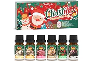 ‎SOULORIGIN SoulOrigin Weihnachts ätherische Öle Set, Duftöl Set für Öl Diffusoren, Duftöle Kerze zu Hause 6x10ml-Eggnog, Weihnachtskuchen, Ingeberbrot, Mistel, Süßigkeitsstöcke und Weihnachtspudding